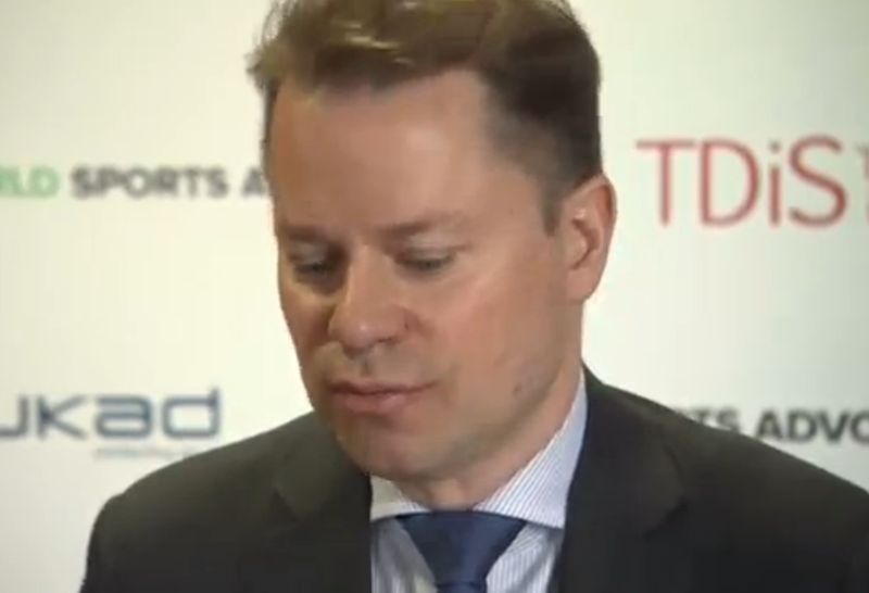 Screenshot of Wada director-general Olivier Niggli from the Reuters video.