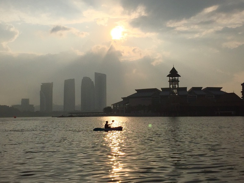 A man canoes across Putrajaya Lake at sunrise March 19, 2017. u00e2u20acu201d Picture by KE Ooi