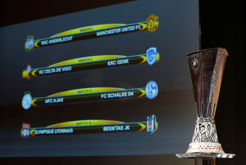 The Uefa Europa League trophy is pictured after the draw of the quarterfinals in Nyon March 17, 2017. u00e2u20acu201d Reuters pic