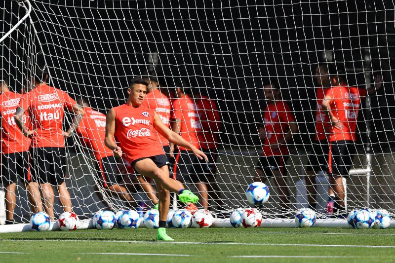 Chilean national team player Alexis Sanchez attends a training session ahead of their match against Argentina. u00e2u20acu2022 Reuters pic