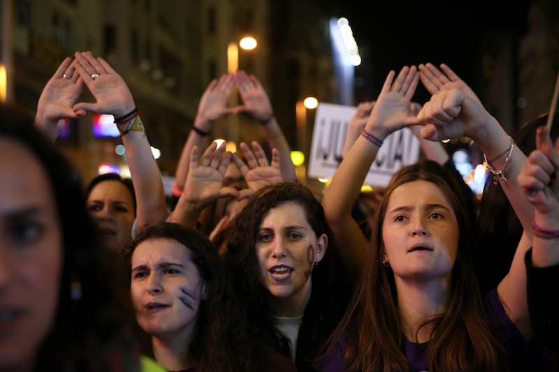 Demonstrators take part in a march on International Women's Day in Madrid, Spain, March 8, 2017. u00e2u20acu201d Reuters pic