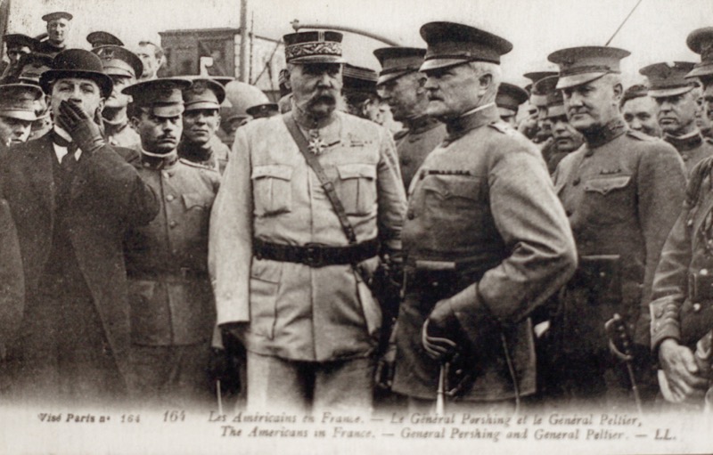 A picture of a post card released by the Historial de Pu00c3u00a9ronne, Museum of WW1, shows John Joseph u00e2u20acu02dcBlack Jacku00e2u20acu2122 Pershing (Centre - right), the US Army General who led the American Expeditionary Force in World War I, being welcomed in Boulogne, northern 
