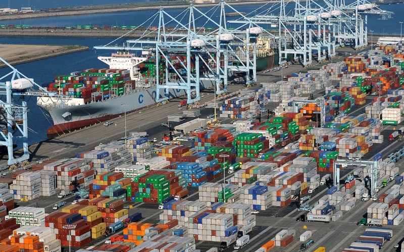 Shipping containers sit at the ports of Los Angeles and Long Beach, California in this aerial photo taken February 6, 2015. u00e2u20acu201d Reuters ouc