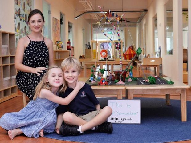 Ms Alexandra Hempe with her children (from left) Valentina and Sebastian Dueker. u00e2u20acu201d TODAY pic