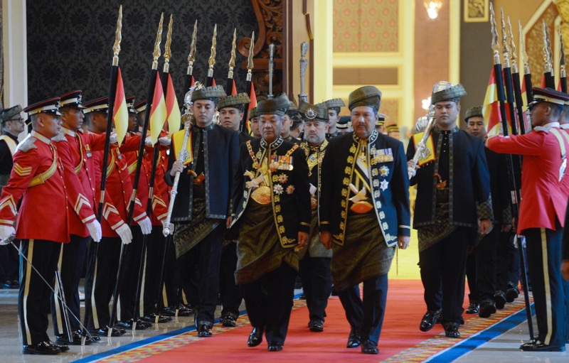 Following the conclusion of the ceremony, the Yang di-Pertuan Agong left the Balairong Seri to the accompaniment of the blowing of trumpets and beating of the drums, playing the tune ‘Raja Berangkat’. — Bernama pic