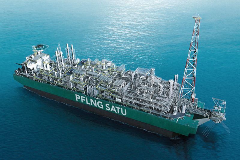 Petronasu00e2u20acu2122 PFLNG SATU achieved a milestone with the loading of its first cargo at the Kanowit gas field, offshore Miri, Sarawak on Apr 1, 2017. u00e2u20acu201d Picture courtesy of petronasofficial.com