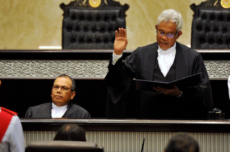Chief Justice Tan Sri Raus Sharif during the inauguration of the Chief Justice and appointment of the President of the Court of Appeal and the Chief Judge of Malaya in the Federal Court Room, Palace of Justice in Putrajaya, April 3, 2017. u00e2u20acu201d Bernama pic