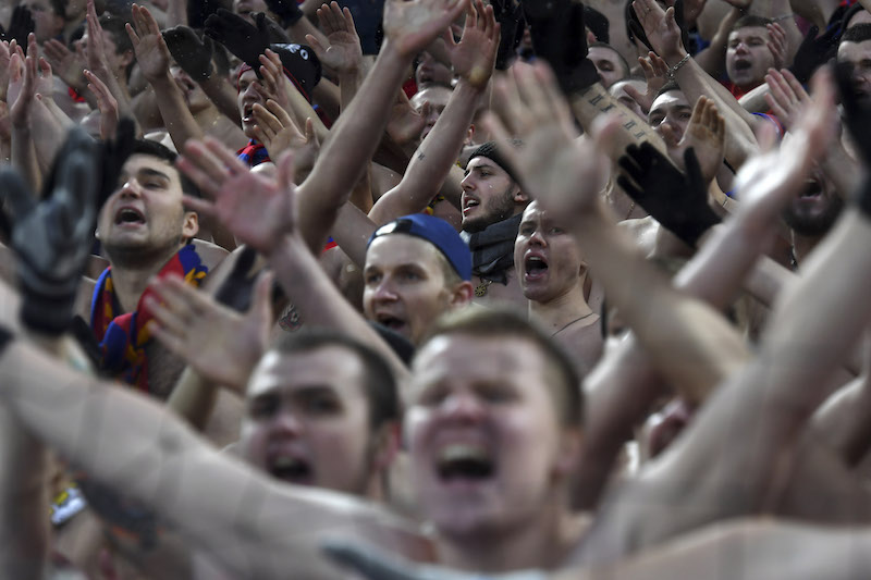 Fans of CSKA Moscow, one of Russiau00e2u20acu2122s top football clubs, as they hosted Rubin Kazan in Moscow, November 26, 2016. u00e2u20acu201d Picture by James Hill/The New York Times
