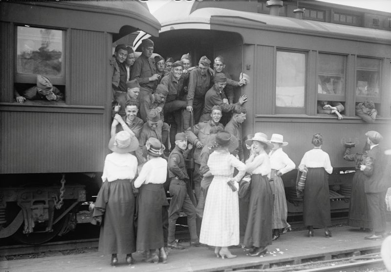 US soldiers return to Washington, DC in an undated photo following service in the First World War.