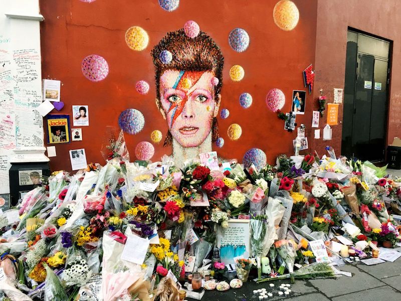 The David Bowie mural on the side of the Morley’s Department Store on Brixton High Street. Bowie fans to still pay their tributes to the Brixton-born musician, who passed in 2016. — Handout via TODAY