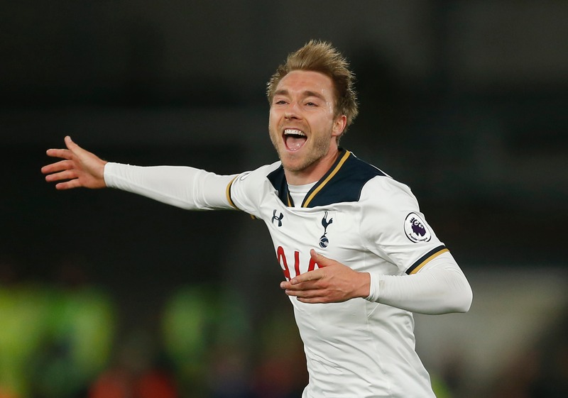 Christian Eriksen celebrates scoring Tottenham's EPL match winner away to Crystal Palace April 26, 2017. u00e2u20acu201d Reuters pic