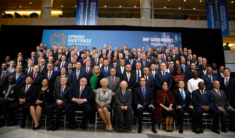 Finance ministers and bank governors pose for a u00e2u20acu02dcfamilyu00e2u20acu2122 photo for the International Monetary and Financial Committee (IMFC), as part of the IMF and World Bank's 2017 Annual Spring Meetings, in Washington April 23, 2017. u00e2u20acu201d Reuters pic 