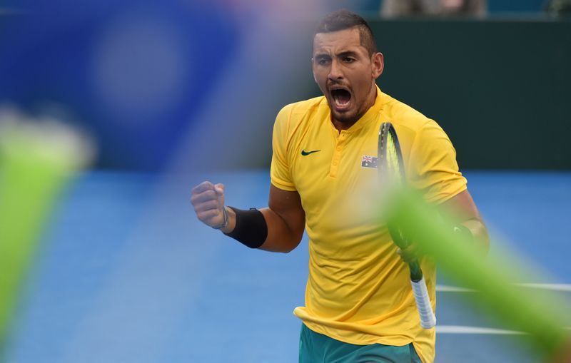 Australia's Nick Kyrgios reacts during his Davis Cup quarterfinal match against Sam Querrey of the US in Brisbane April 9, 2017. u00e2u20acu201d Reuters pic 