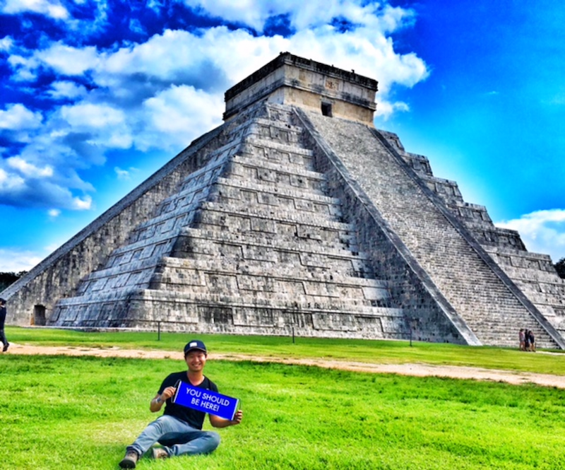 Lucaz Lee at Chichen-Itza, a sacred site in Mexico that was one of the greatest Mayan centres of the Yucatu00c3u00a1n peninsula. He spent 16 days travelling to the Seven Wonders of the World. u00e2u20acu201d Handout via TODAY