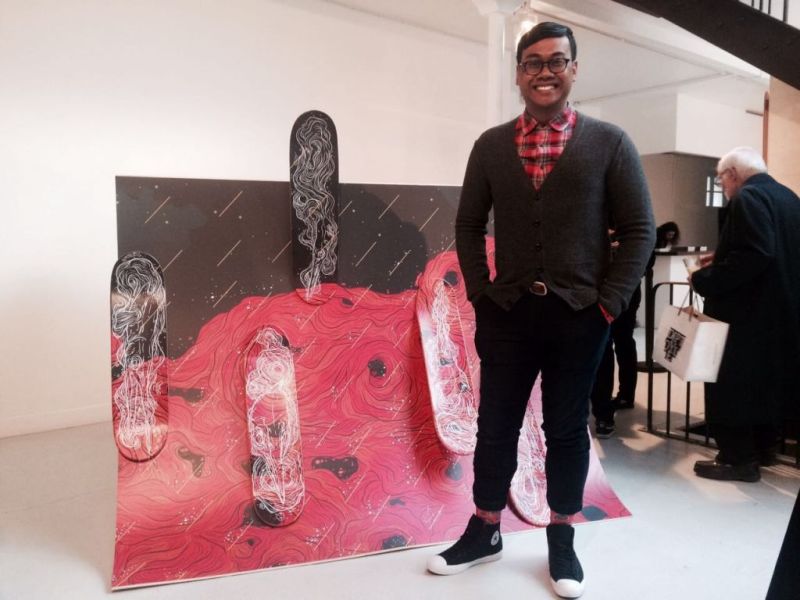 Popular visual artist Farizwan Fajari, who goes by the name of Speak Cryptic, has five portraits on skateboards at Urban Art Fair in Paris. u00e2u20acu2022 Picture courtesy of Muhammad Izdi/TODAY