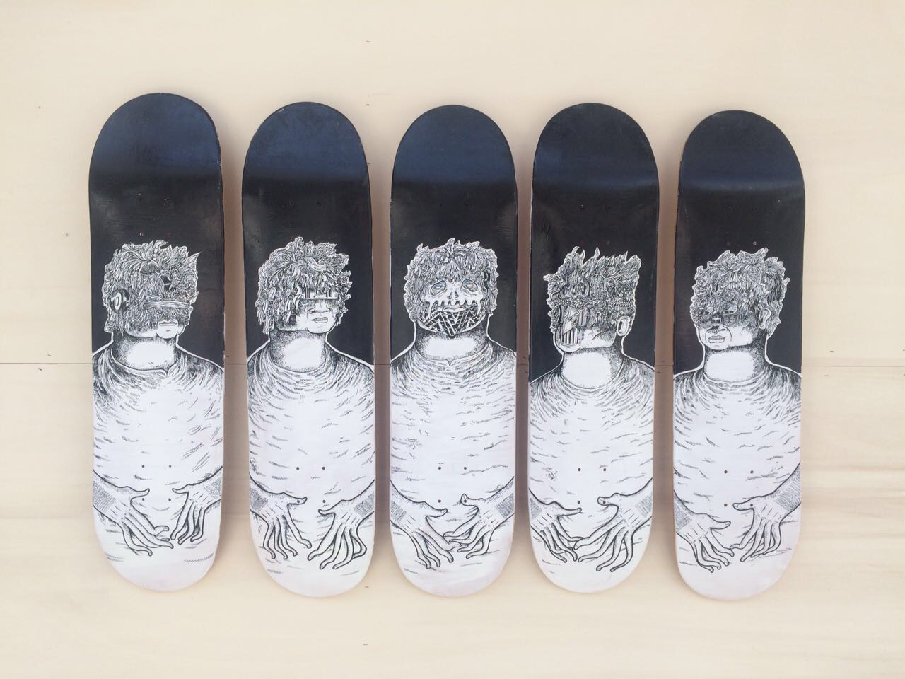 Popular visual artist Farizwan Fajari, who goes by the name of Speak Cryptic, has five portraits on skateboards at Urban Art Fair in Paris. ― Picture courtesy of Muhammad Izdi/TODAY