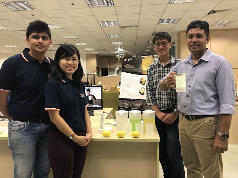Lead project researcher Dr Nimesha Ranasinghe (right) with the rest of the team (from left) research engineer Pravar Jain, research assistant Shienny Karwita Tailan and principal investigator Associate Professor Yen Ching-Chuan. u00e2u20acu201d TODAY pic
