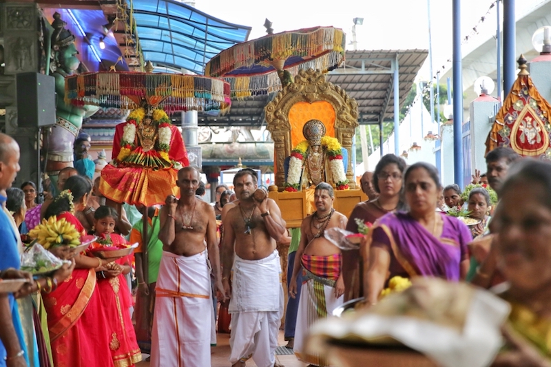 Celebrating Ugadhi, the Telugu New Year, at a temple in Puchong last Saturday. u00e2u20acu201d Picture by Saw Siow Feng