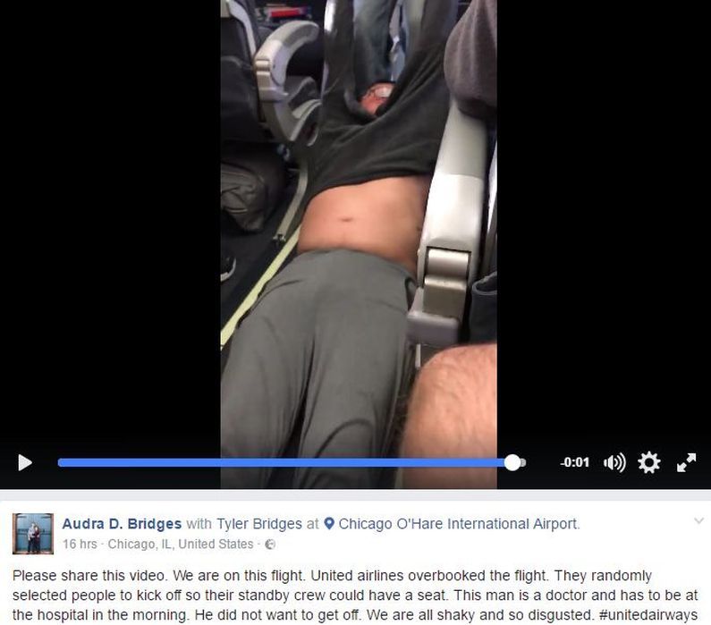 This viral video shows the forcible removal of a passenger off an overbooked United Airlines flight. u00e2u20acu2022 AFP pic