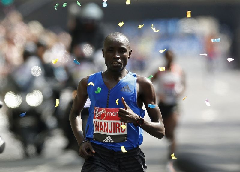 Kenyau00e2u20acu2122s Daniel Wanjiru during the menu00e2u20acu2122s elite race of the London Marathon, April 23, 2017. u00e2u20acu201d AFP pic