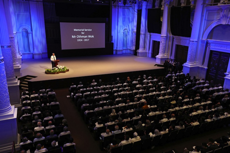 Prime Minister Lee Hsien Loong delivering a eulogy for the late Othman Wok at Victoria Concert Hall.u00c2u00a0u00e2u20acu201d Picture by MCI 