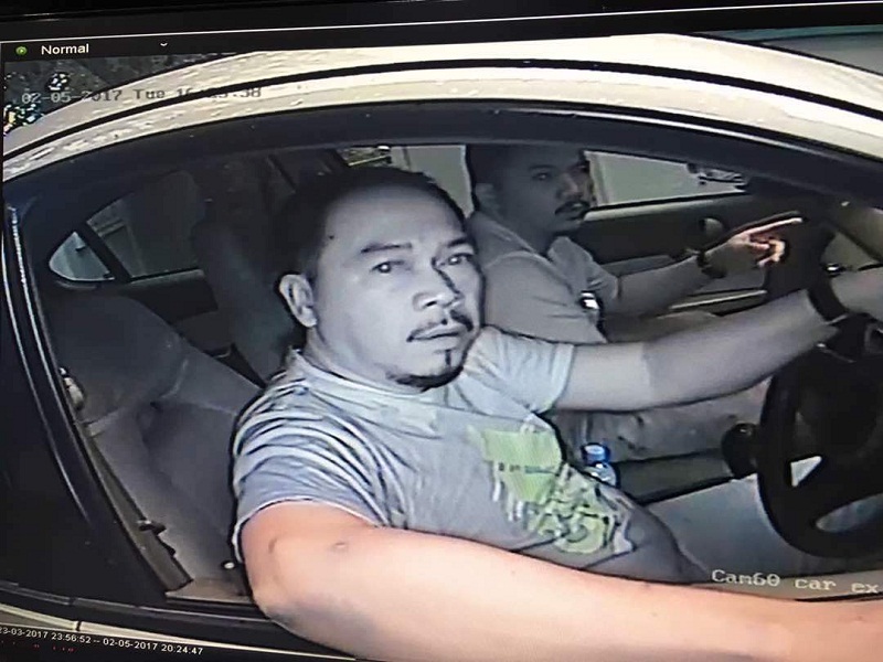 Screenshot of Wisma E&C's security footage showing the men who allegedly abducted Turgay Karaman. 
