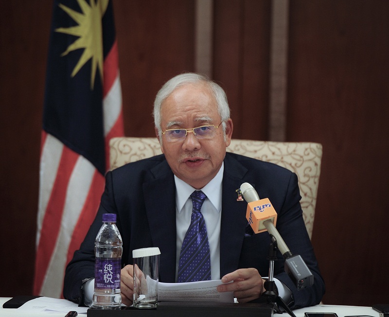 Prime Minister Datuk Seri Najib Abdul Razak speaks to reporters at a press conference in Beijing May 12, 2017. u00e2u20acu201dBernama pic