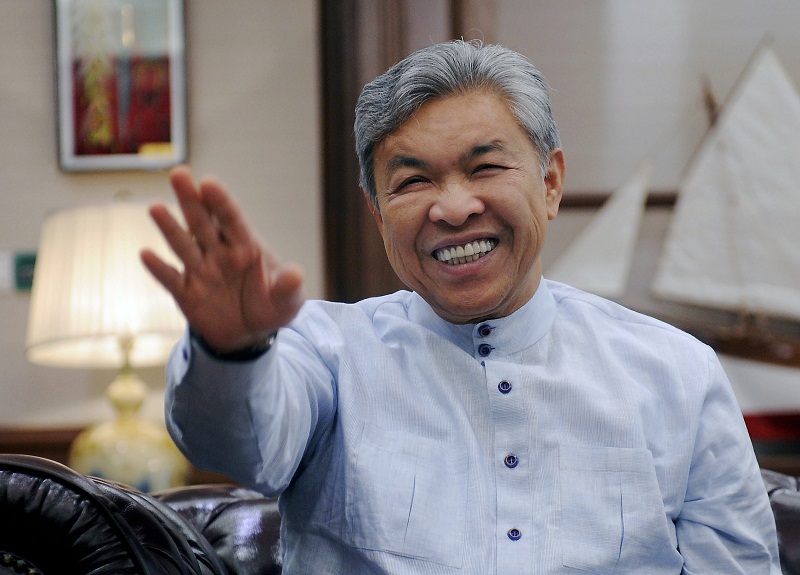 Deputy Prime Minister Datuk Seri Ahmad Zahid Hamidi gestures as he speaks during a meeting at his office in Putrajaya. Picture released May 13, 2017. u00e2u20acu201d Bernama pic