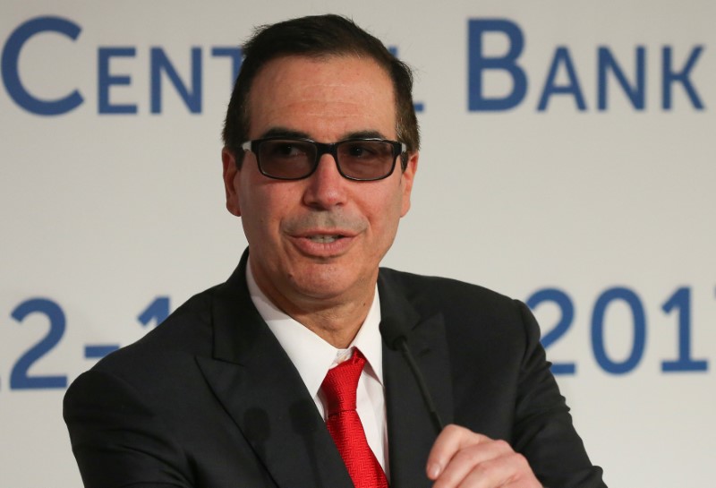 US Secretary of the Treasury Steven Mnuchin attends a news conference during a G7 for Financial ministers, in the southern Italian city of Bari, Italy May 13, 2017. u00e2u20acu201d Reuters pic