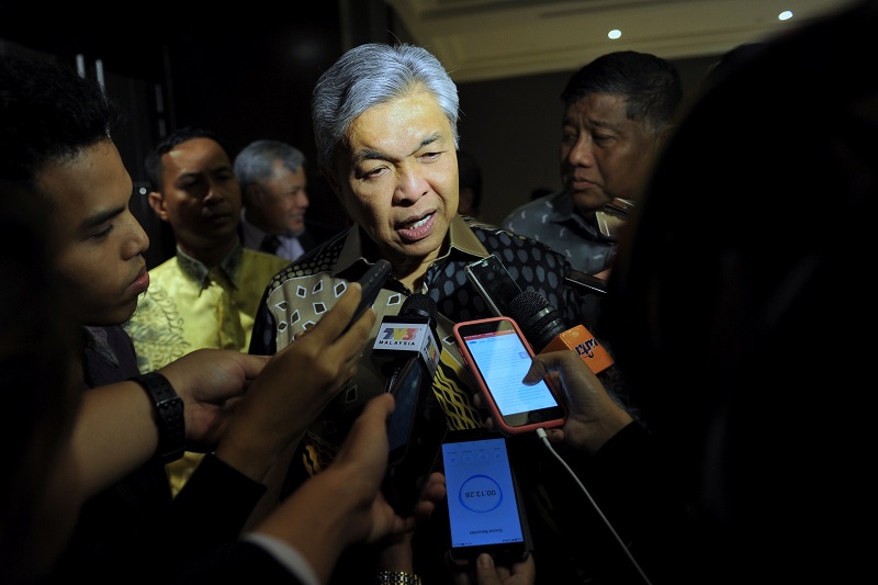 Deputy Prime Minister Datuk Seri Ahmad Zahid Hamidi speaks to reporters after a dinner with members of the Retired Senior Police Officersu00e2u20acu2122 Association Malaysia in Kuala Lumpur May 16, 2017. u00e2u20acu201d Bernama pic