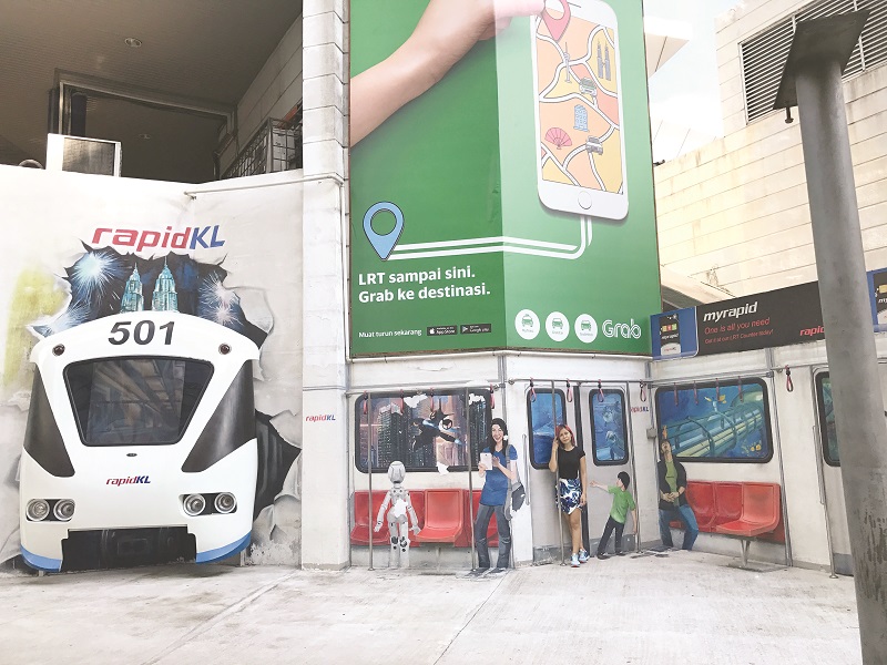 Real life mural and prop outside the station. 