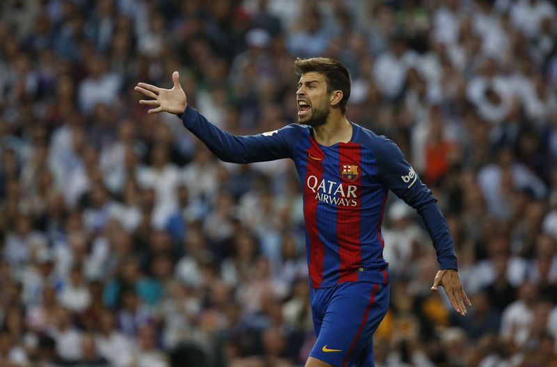 Barcelonau00e2u20acu2122s Gerard Pique is pictured during their Spanish Liga match against Real Madrid at Santiago Bernabeu, Madrid, April 23, 2017. u00e2u20acu201d Reuters pic
