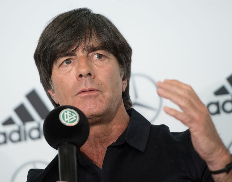 Joachim Loew, head coach of the German national football team, gives a press conference on May 17, 2017 at the headquarters of the German Football Federation, Frankfurt am Main to name his new squad for the Confederations Cup. u00e2u20acu201d AFP pic