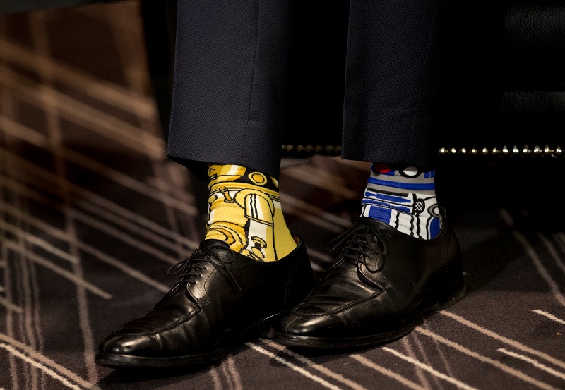 Canadian Prime Minister Justin Trudeau wears u00e2u20acu02dcStar Warsu00e2u20acu2122 themed socks as he meets with his Irish counterpart, Taoiseach Enda Kenny during his visit to Montreal, Quebec, Canada May 4, 2017. u00e2u20acu201d Reuters pic