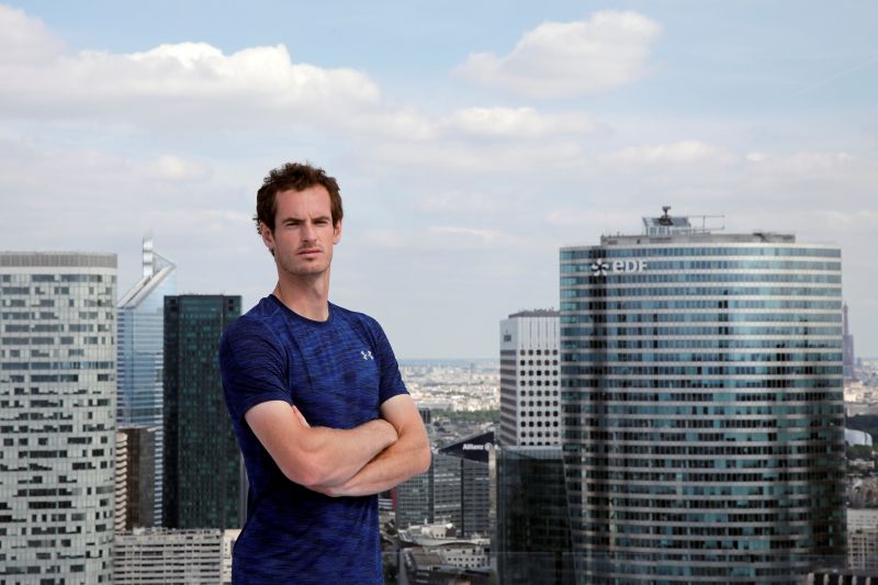 Andy Murray poses for a photo at a promotional event for the upcoming French Open tennis tournament at the financial and business district of La Defense, west of Paris May 24, 2017. u00e2u20acu2022 Reuters pic