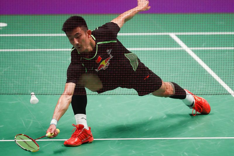 Chen Long of China hits a return against Indiau00e2u20acu2122s Srikanth Kidambi during their menu00e2u20acu2122s singles Sudirman Cup badminton match at the Gold Coast Sports Centre on May 26, 2017. u00e2u20acu201d AFP pic
