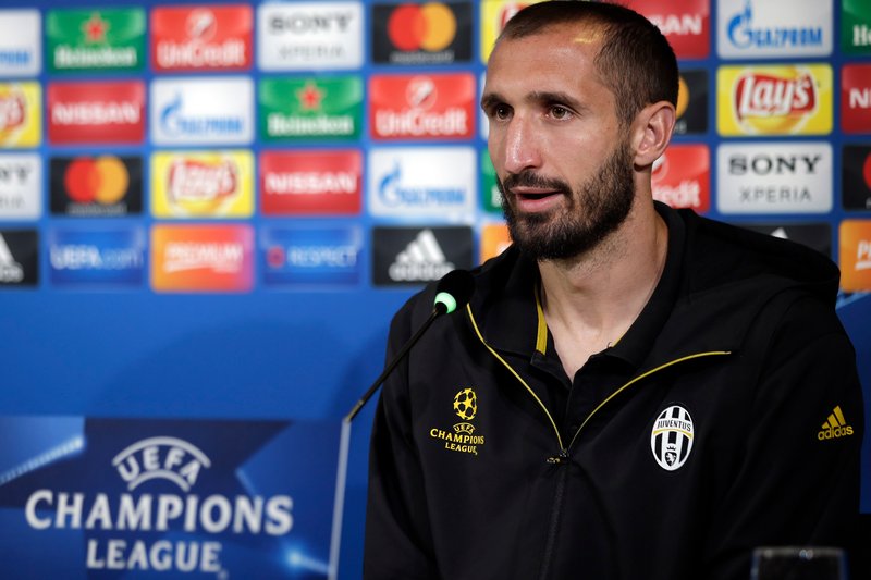 Juventus' Giorgio Chiellini during the news conference at the Juventus Stadium in Turin May 8, 2017. u00e2u20acu201d Reuters pic 