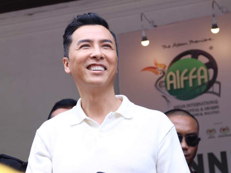 Donnie Yen smiles during an appearance at the Asean International Film Festival and Awards 2017 in Kuching May 6, 2017. u00e2u20acu201d CinemaOnline pic