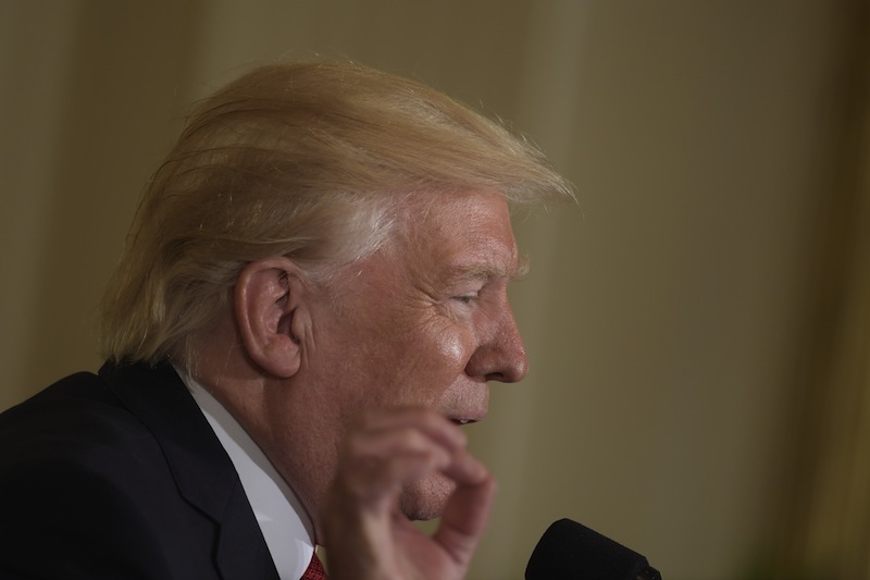 US President Donald Trump listens during a press conference in the East Room of the White House May 18, 2017 in Washington, DC. u00e2u20acu201d AFP pic 