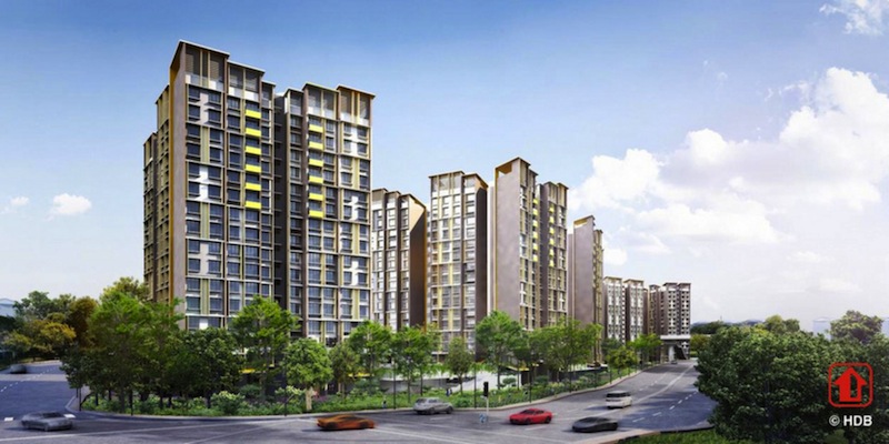 An artistu00e2u20acu2122s impression of Woodleigh Hillside, whose five-room, three-generation flats were subscribed 4.7 times. Picture illustration by HDB