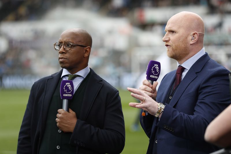 Ian Wright and John Hartson working as pundits before the Premier League match Swansea City vs Everton at Liberty Stadium, May 6, 2017. u00e2u20acu201d Reuters picn
