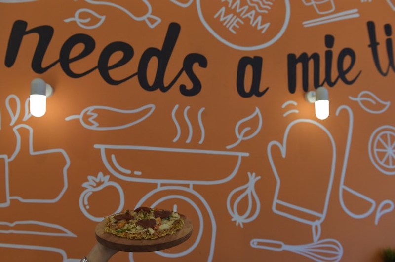 Pizza made from instant noodles at a restaurant in Jakarta January 27, 2017. — AFP pic