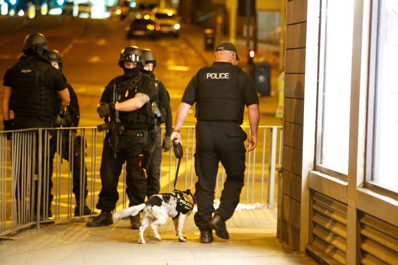 Armed police officers stand near the Manchester Arena, London May 23, 2017. u00e2u20acu201d Reuters pic