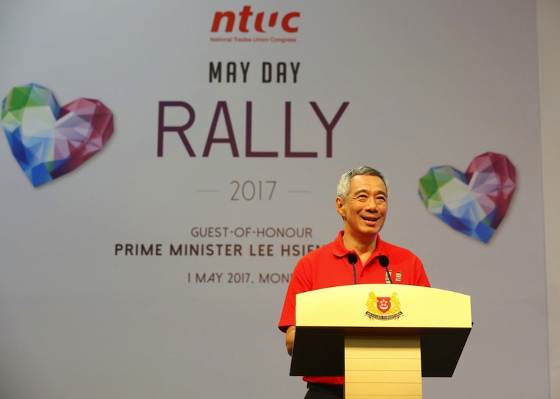Singapore's Prime Minister Lee Hsien Loong delivering his speech at the May Day Rally 2017. u00e2u20acu201d TODAY pic