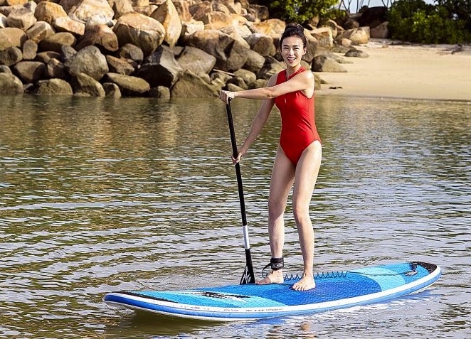 An hour filming a stand-up paddling session under the hot sun didn't make Rebecca Lim lose her skin's moisture balance. u00e2u20acu201d Picture by SK-IIn