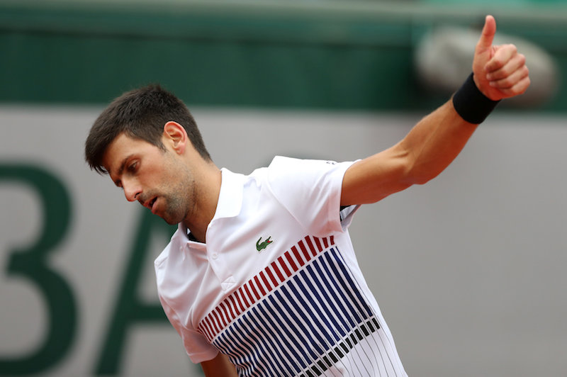 Serbiau00e2u20acu2122s Novak Djokovic reacts during his quarter-final match against Austriau00e2u20acu2122s Dominic Thiem at the 2017 French Open in Paris June 7, 2017. u00e2u20acu201d Reuters pic