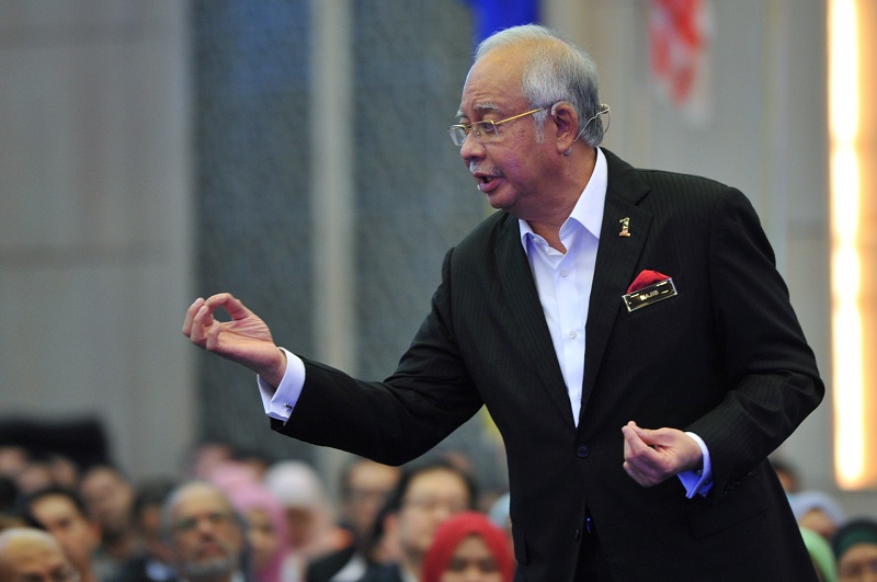 Prime Minister Datuk Seri Najib Razak speakis during a Nasional Transformation 2015 dialogue session in Putrajaya May 31, 2017. u00e2u20acu201d Bernama pic