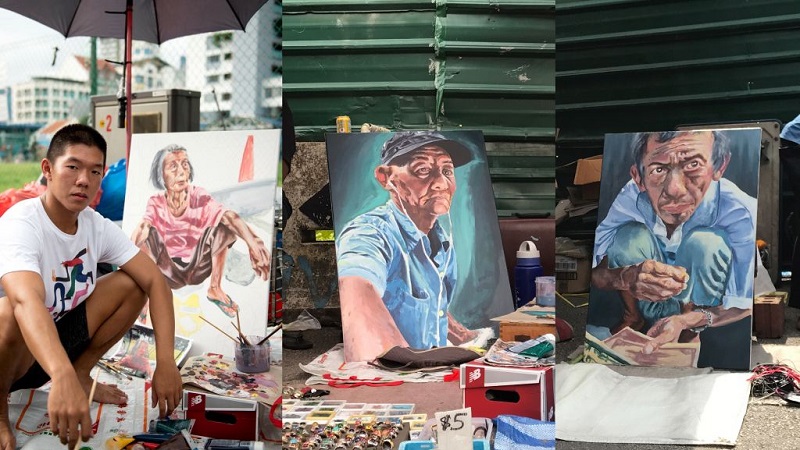 NSF and artist Brendan Mayle Kor has completed three portraits of elderly vendors at the Sungei Road Thievesu00e2u20acu2122 Market over the past few months and is currently working on the fourth painting in the series. u00e2u20acu201dTODAY pic
