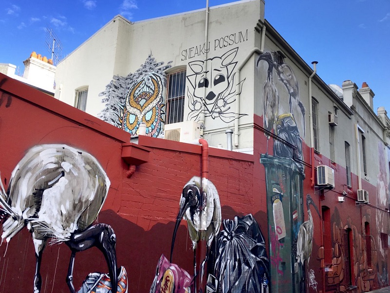Mural in Chippendale by Scott Marsh on the wall of the Sneaky Possum bar.  — TODAY Pic