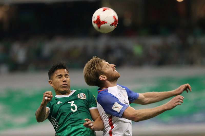US player Tim Ream andu00c2u00a0Mexico's player Carlos Salcedo in action at Azteca Stadium in Mexico City, June 11, 2017. u00e2u20acu201d Reuters picu00c2u00a0